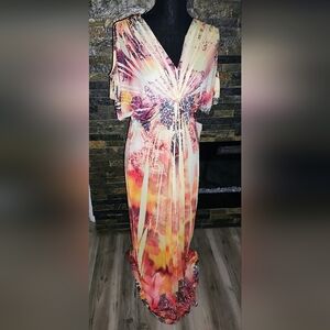 One World Live & Let Live Multicolor Women's Long Dress Size L New With Tags